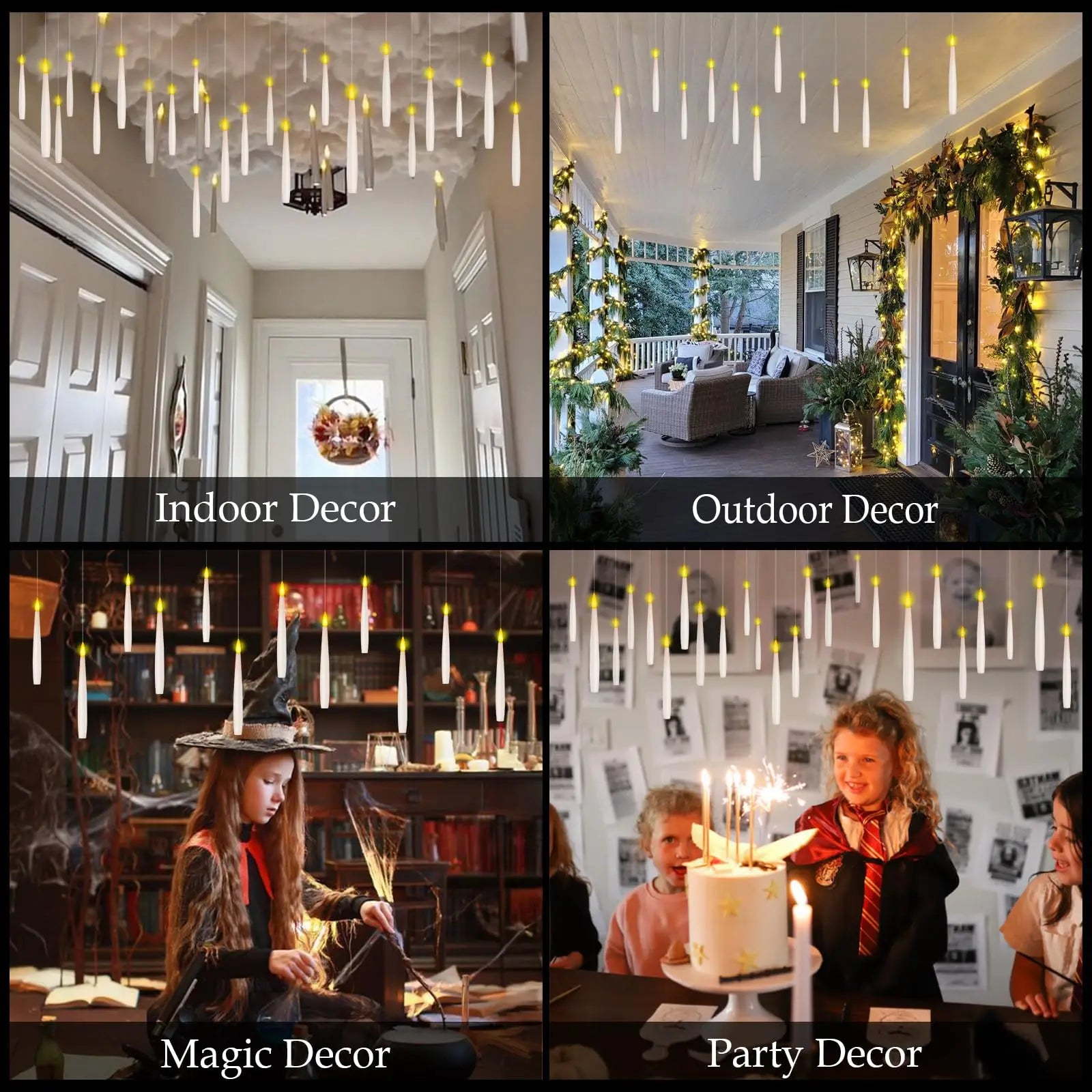 Floating Flameless LED Candles — Magic Wand Remote Halloween & Party Decor