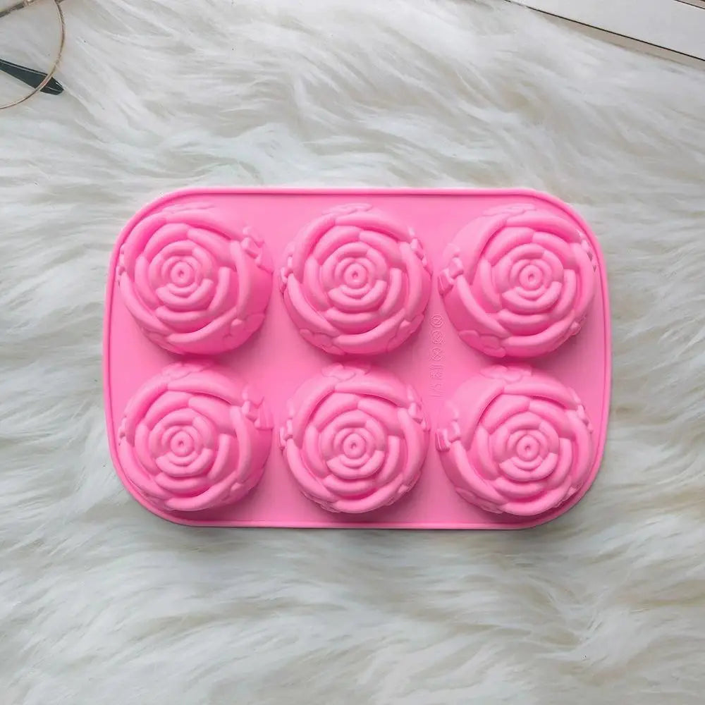 Best title: Rose Flower Silicone Mold (6 Holes) — DIY Soap, Candle, Chocolate & Ice Cube Craft Mold