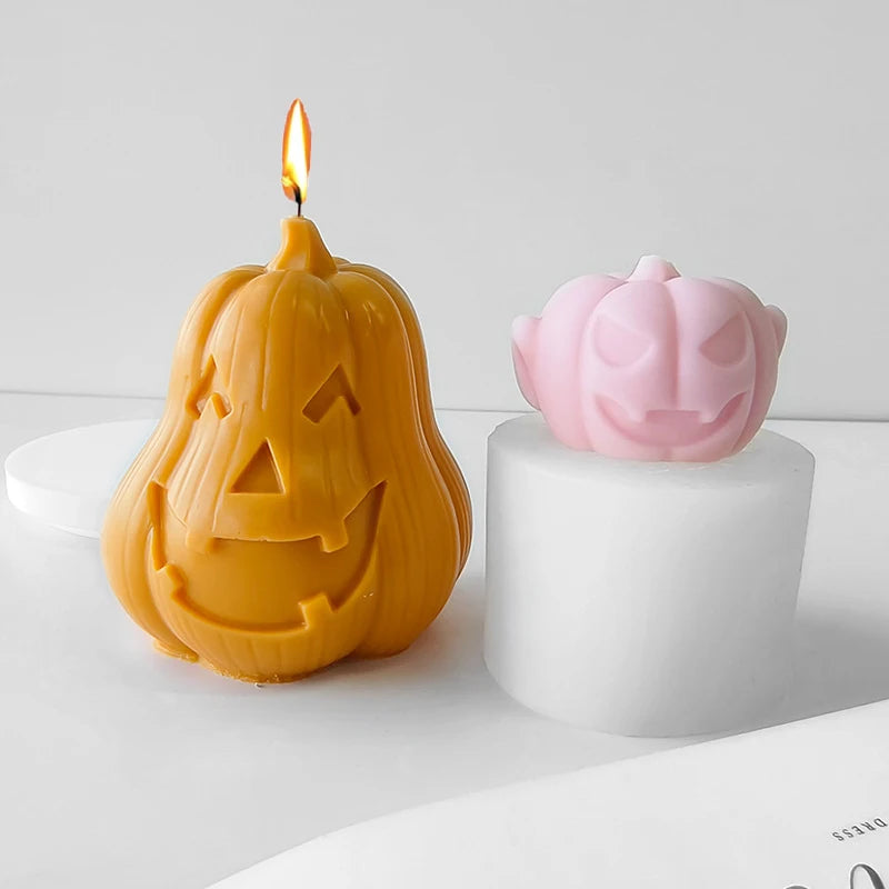 Skull Pumpkin Silicone Candle Mold — Gothic Halloween Horror DIY Candle Soap & Resin Craft Mold