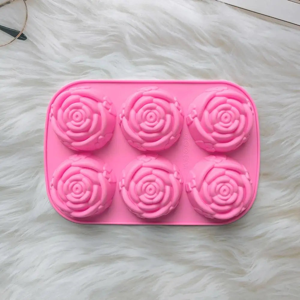 Best title: Rose Flower Silicone Mold (6 Holes) — DIY Soap, Candle, Chocolate & Ice Cube Craft Mold
