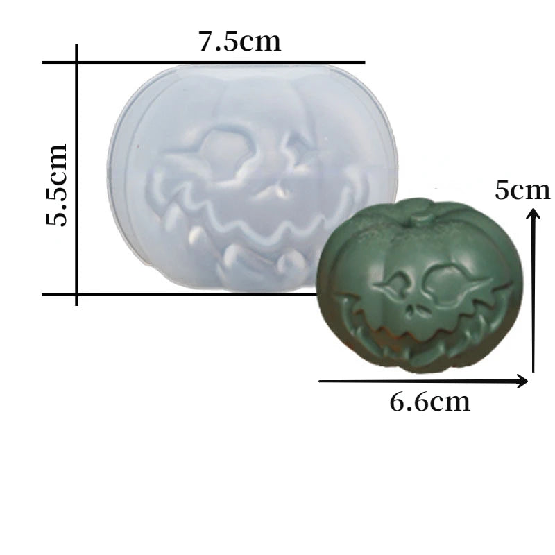 Skull Pumpkin Silicone Candle Mold — Gothic Halloween Horror DIY Candle Soap & Resin Craft Mold