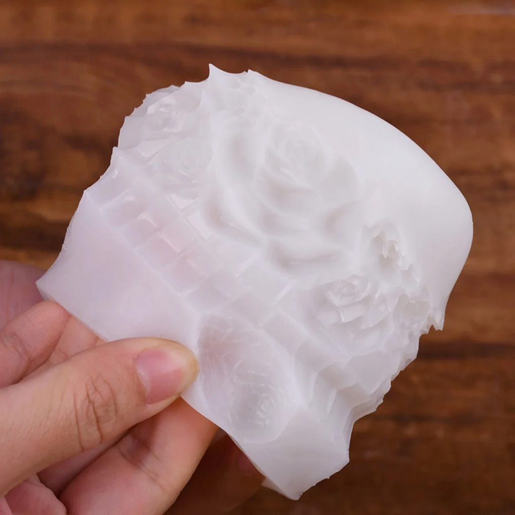 Rose Pillar Candle Silicone Mold — DIY Floral Candle Stick Soap & Resin Craft Mold