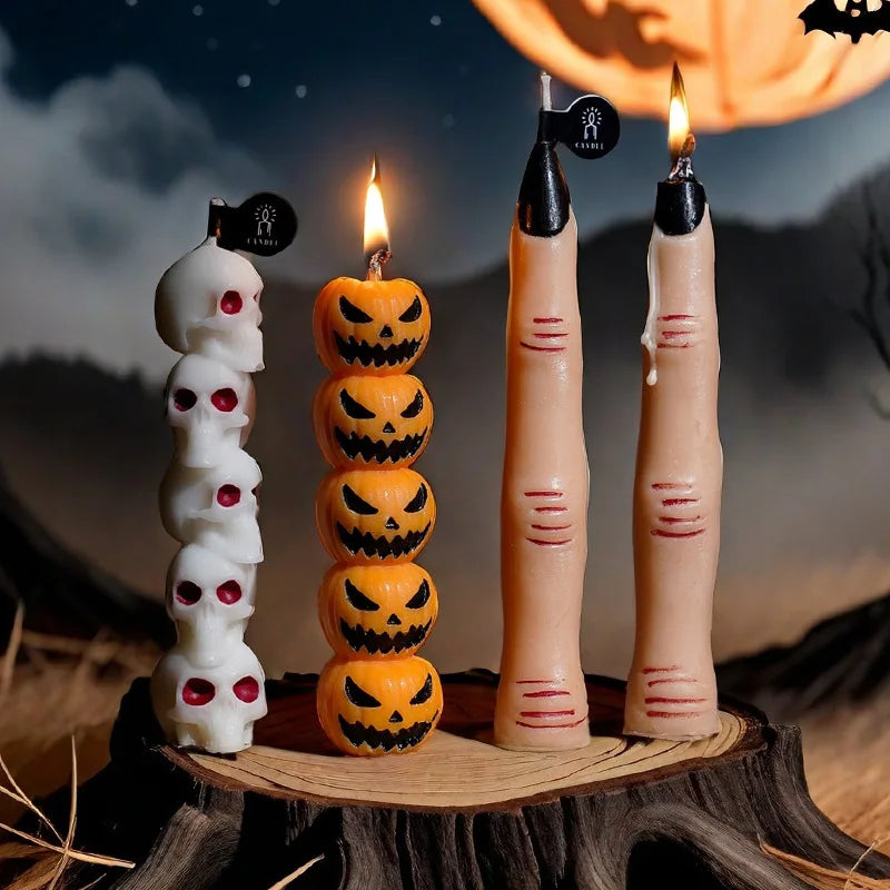 3D Halloween Aromatherapy Candles — Skull, Bone Fingers & Pumpkin Spooky Candle Set for Home Decor & Gifts