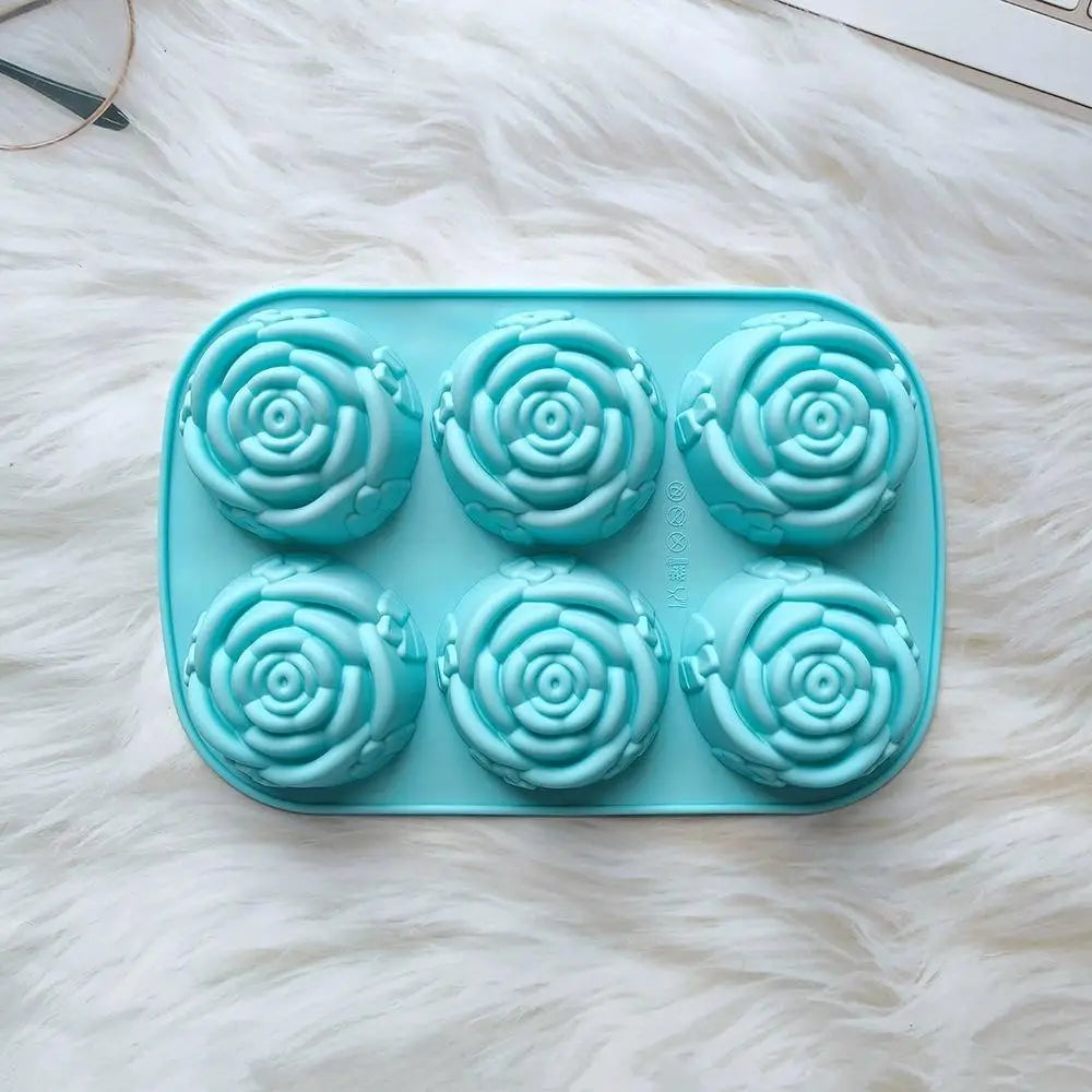 Best title: Rose Flower Silicone Mold (6 Holes) — DIY Soap, Candle, Chocolate & Ice Cube Craft Mold