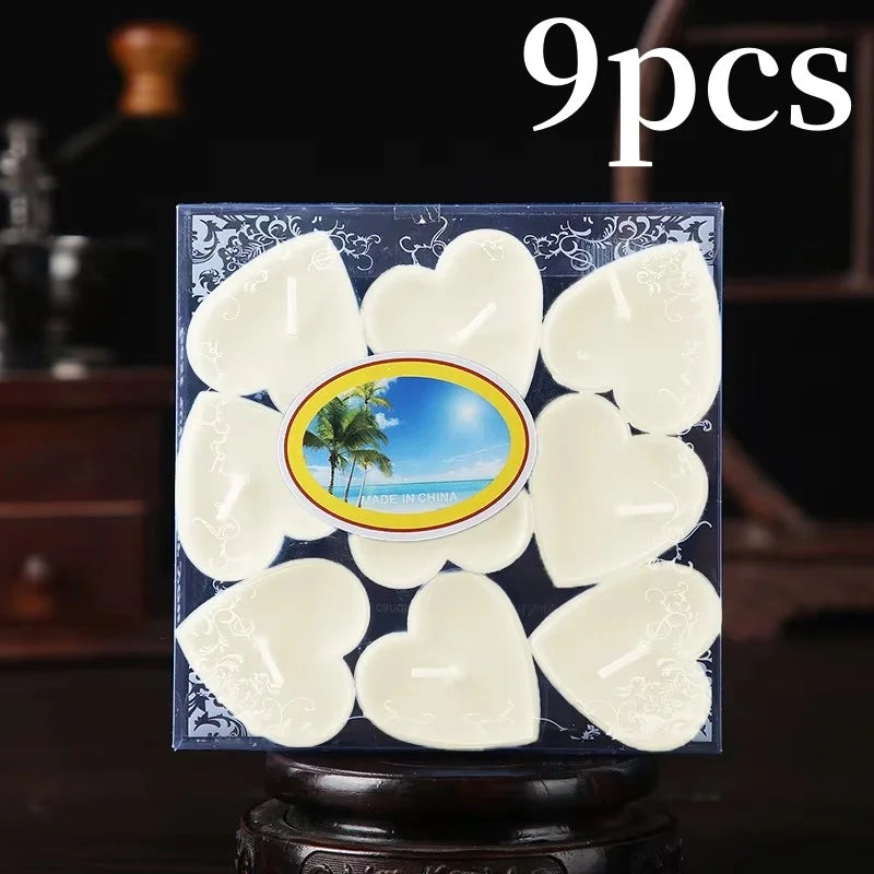 Heart Scented Tea Candles Set (9pc) — Romantic Valentine's Day Wedding & Anniversary Candles