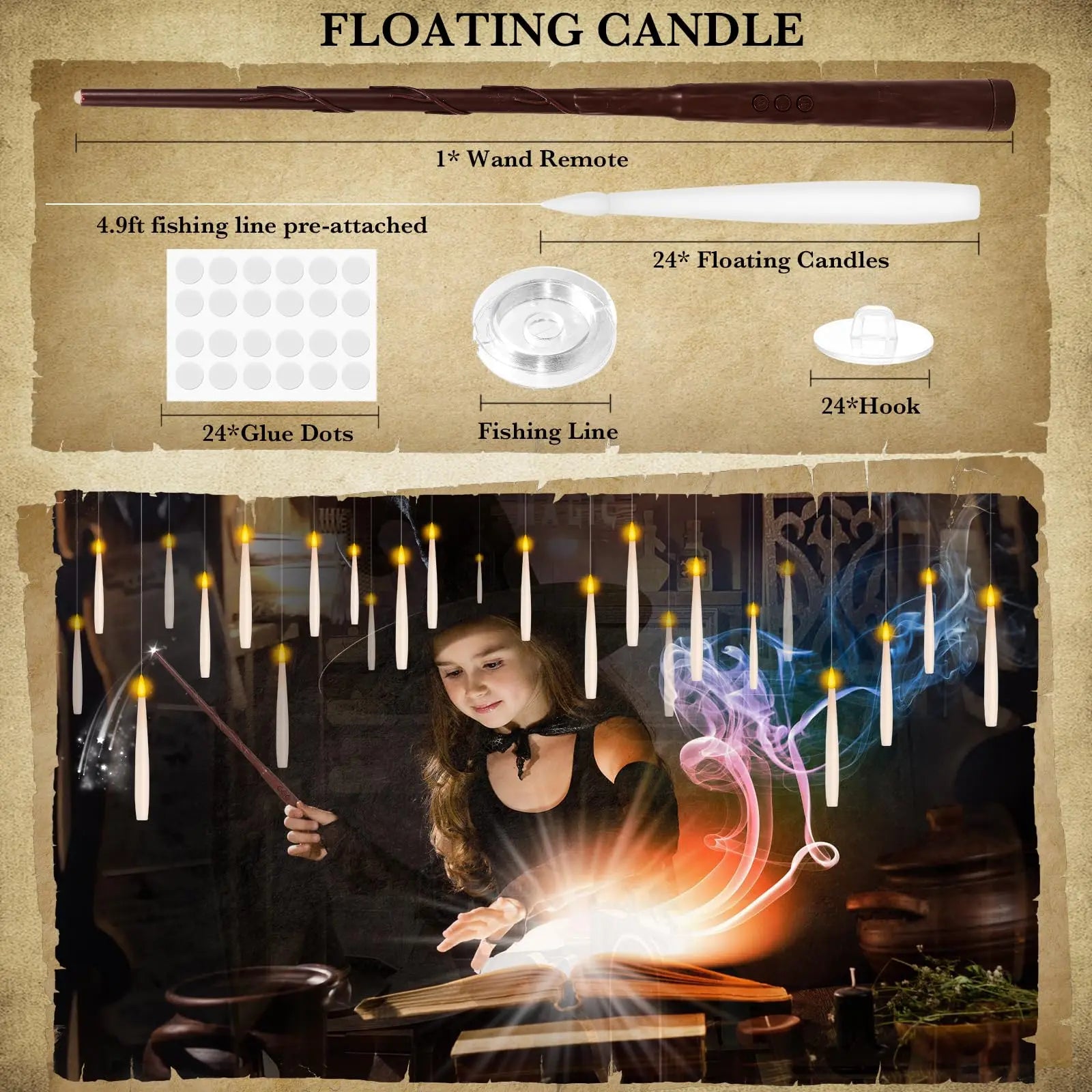 Floating Flameless LED Candles — Magic Wand Remote Halloween & Party Decor