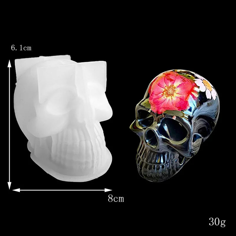 Skull Silicone Candle Mold (S/M/L) — Gothic DIY Candle Soap & Resin Craft Mold for Halloween & Home Decor