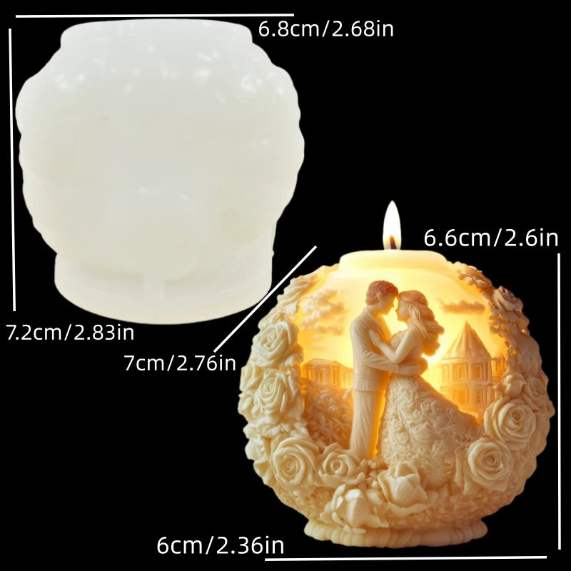 Couples Embrace Rose Ball Candle Mold — Wedding & Valentine's Day Silicone Mold