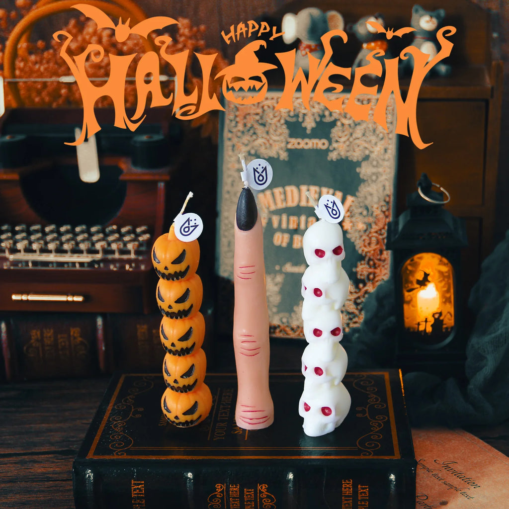 3D Halloween Aromatherapy Candles — Skull, Bone Fingers & Pumpkin Spooky Candle Set for Home Decor & Gifts