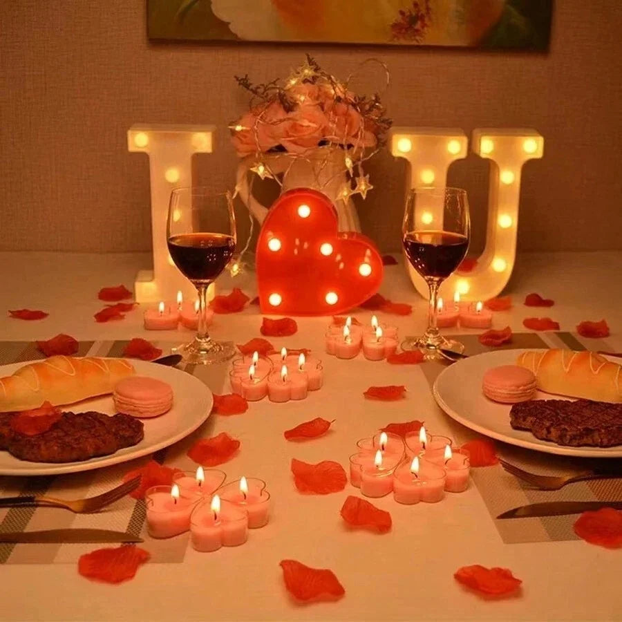 Heart Scented Tea Candles Set (9pc) — Romantic Valentine's Day Wedding & Anniversary Candles