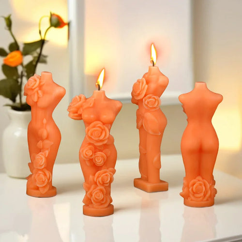 3D Rose Body Candle Mold — Elegant Woman Torso Silicone Mold for DIY Candle & Resin Crafts