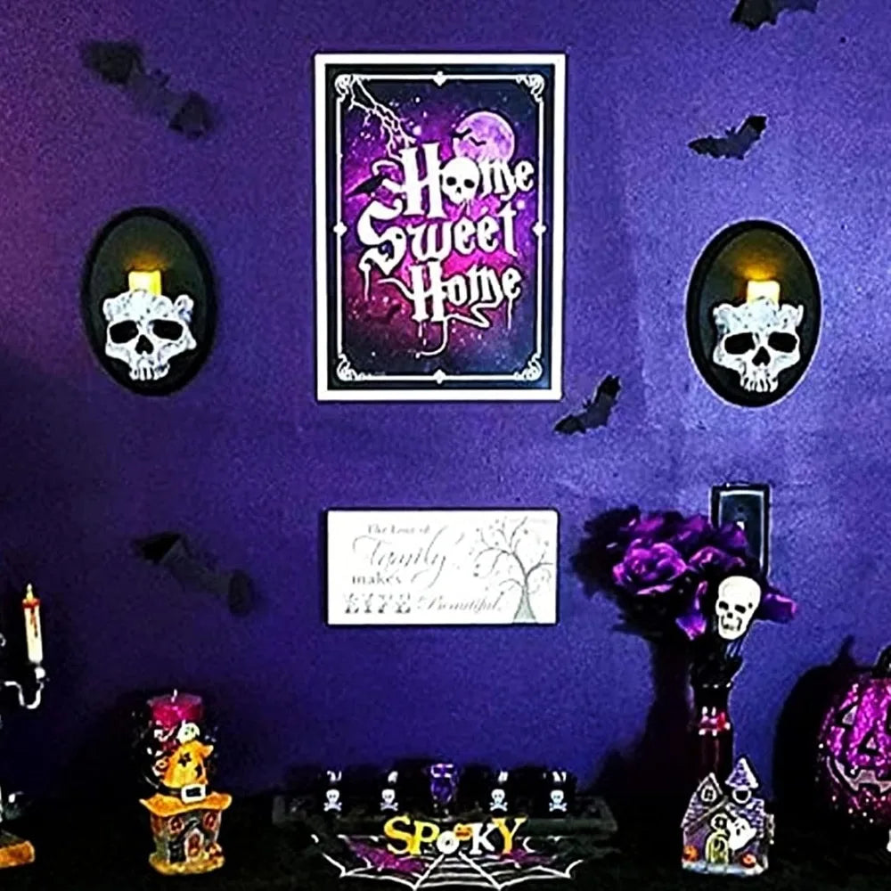 Skull Head Wall Sconce Candle Holder — Gothic Skeleton Wall Mounted Candlestick for Home & Bar Decor