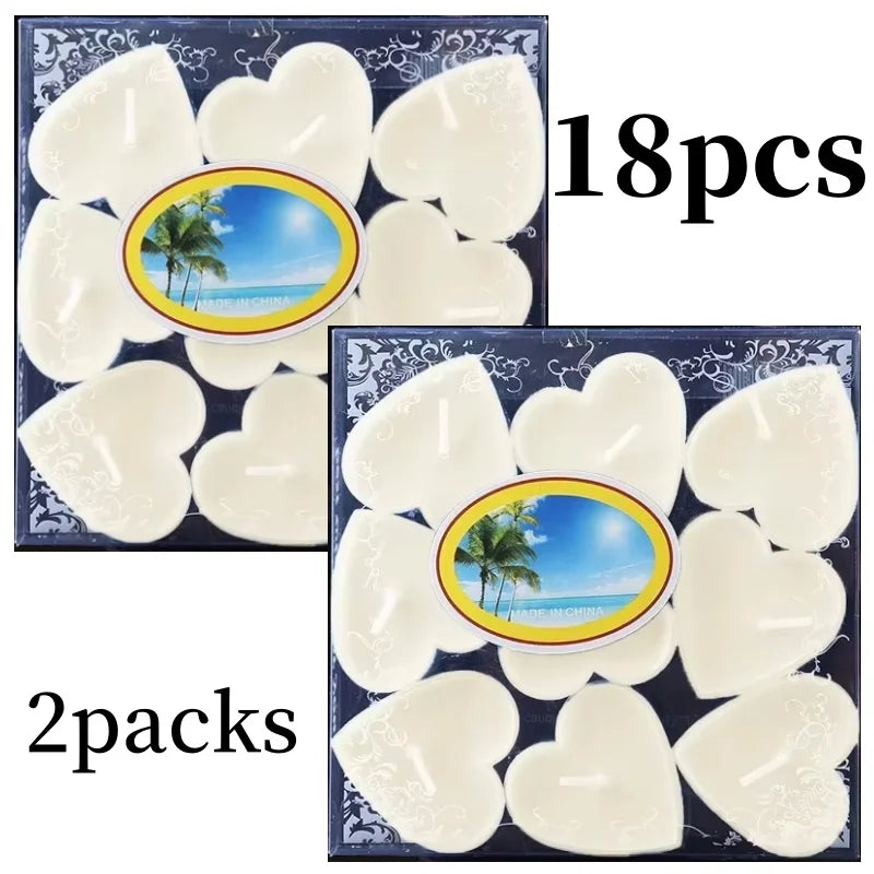 Heart Scented Tea Candles Set (9pc) — Romantic Valentine's Day Wedding & Anniversary Candles