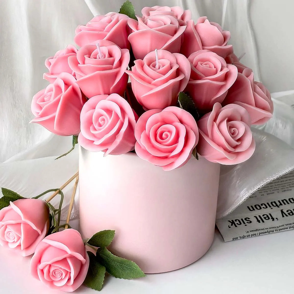 Rose Flower Candle Mold Set (2pc) — Valentine's Day Silicone Mold for Wax, Soap & Resin