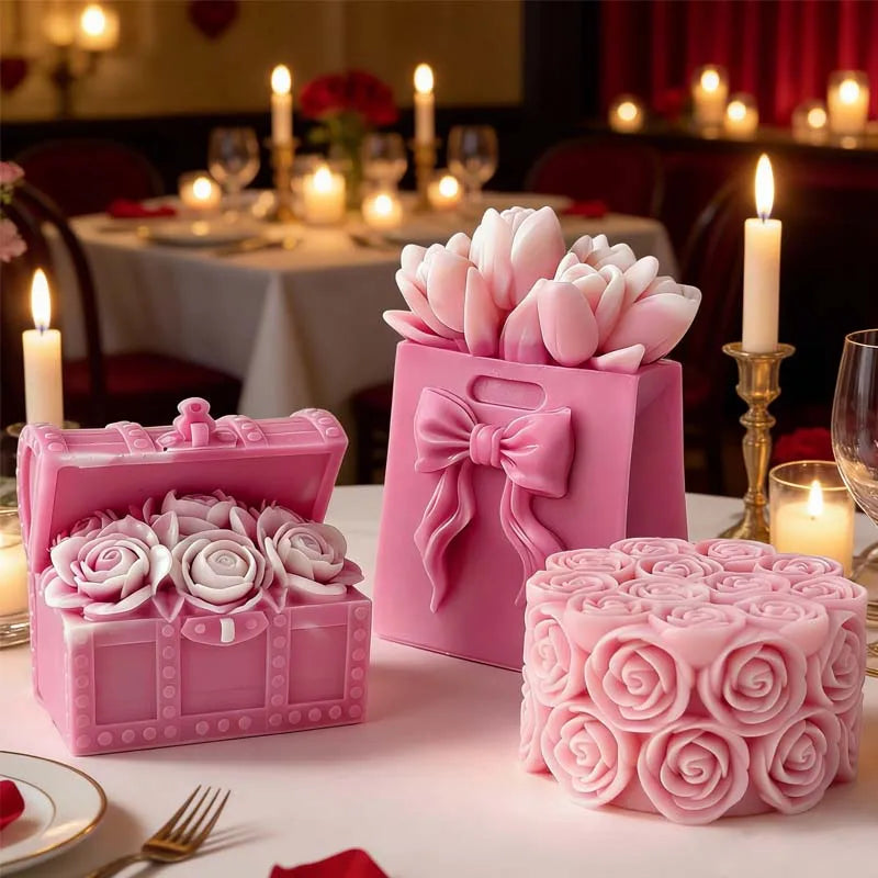 3D Rose Flower Silicone Candle Mold — DIY Candle & Resin Craft Mold for Home Decor