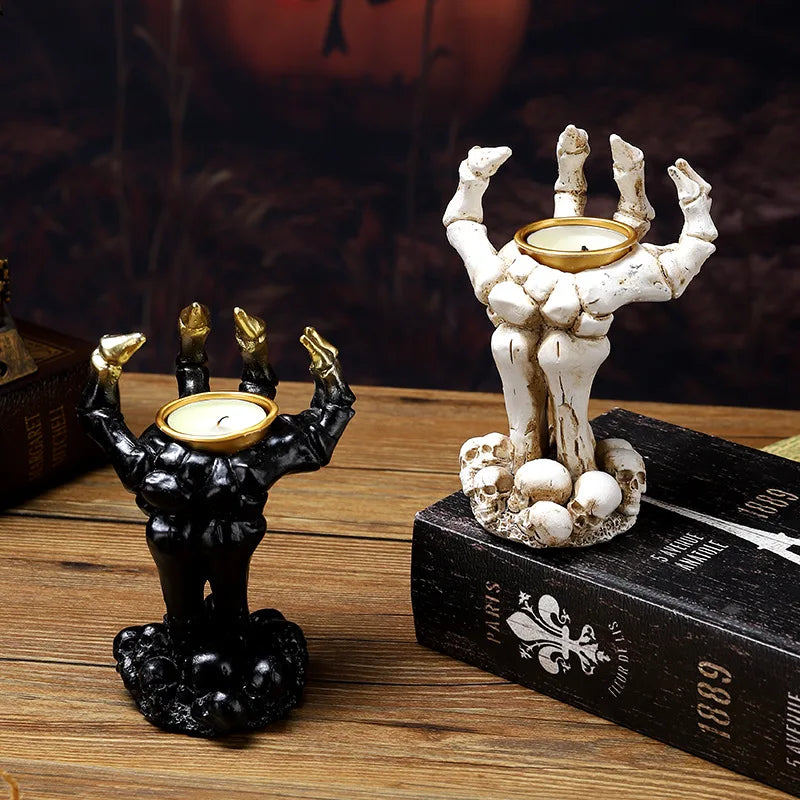 European Skull Candle Holder — Gothic Halloween Party Decor & Creative Candlelight Decoration