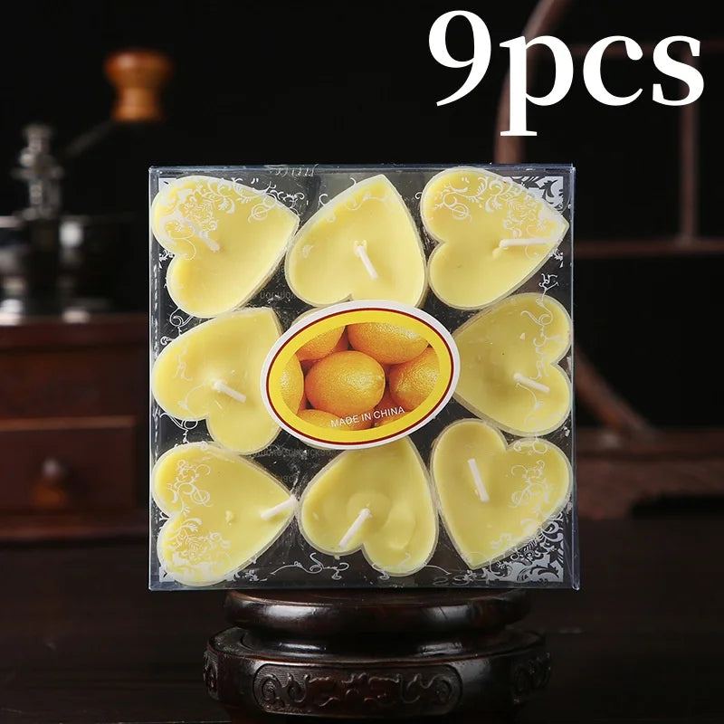 Heart Scented Tea Candles Set (9pc) — Romantic Valentine's Day Wedding & Anniversary Candles