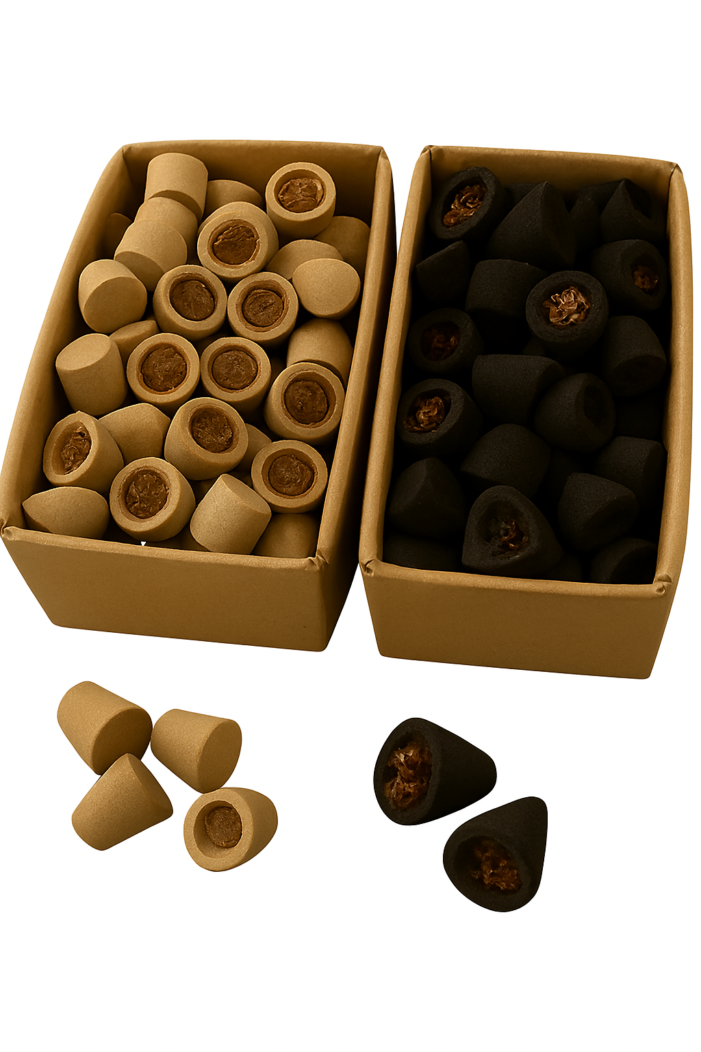 Backflow Incense Cones — Mixed Set of Black & Brown Aromatic Cones for Cauldron & Waterfall Burners