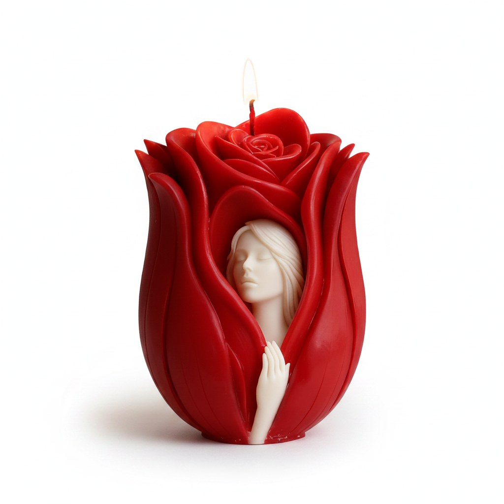 Red Rose Embossed Couple Candle Mold