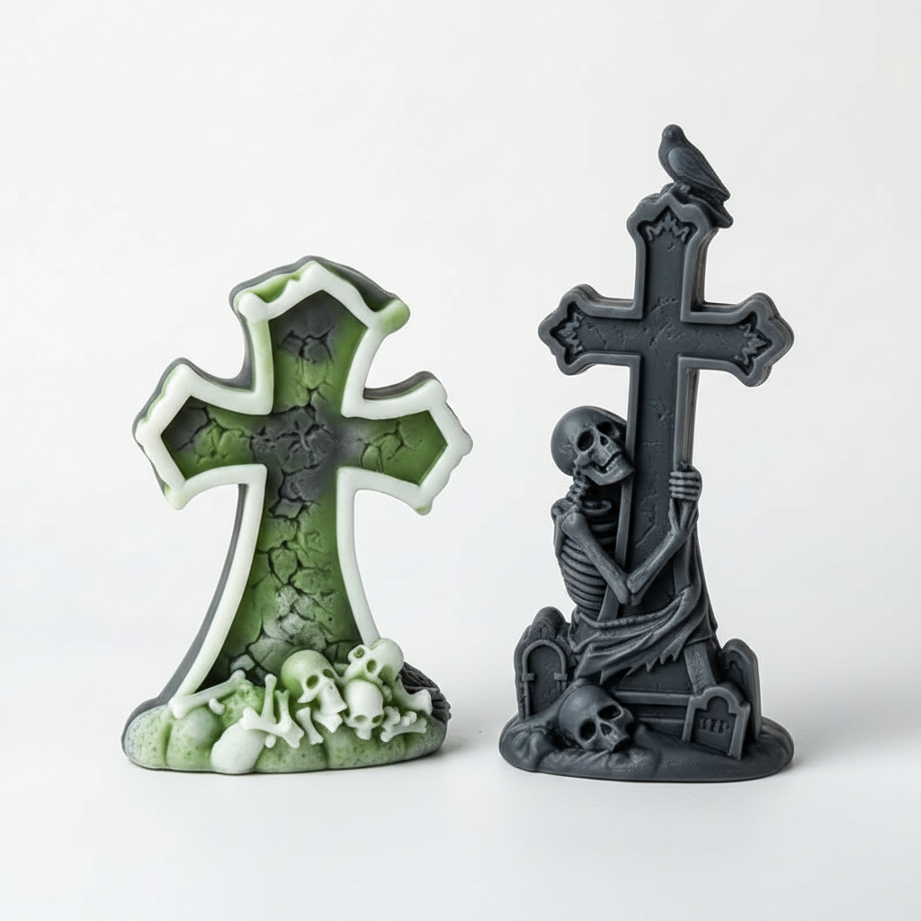 Skeleton Cross Tombstone Candle Mold