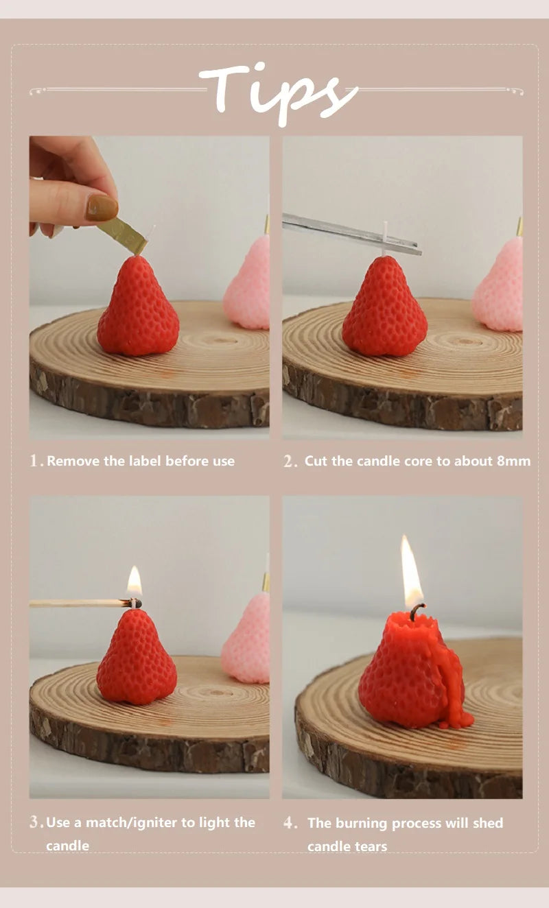 Strawberry Scented Candle Gift Box (4/6/9pc) — Handmade Realistic Fruit Aromatherapy Candles