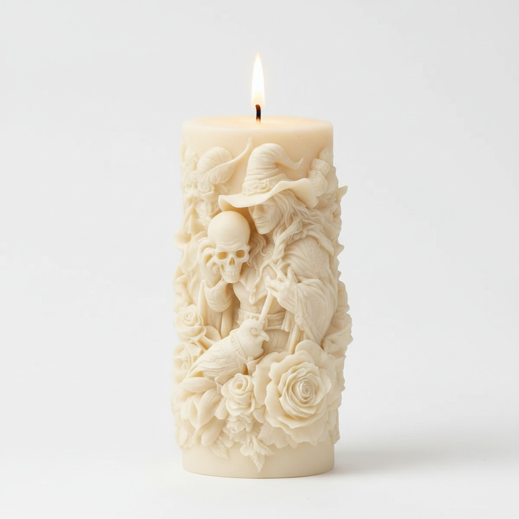 Wizard Rose Skull Candle